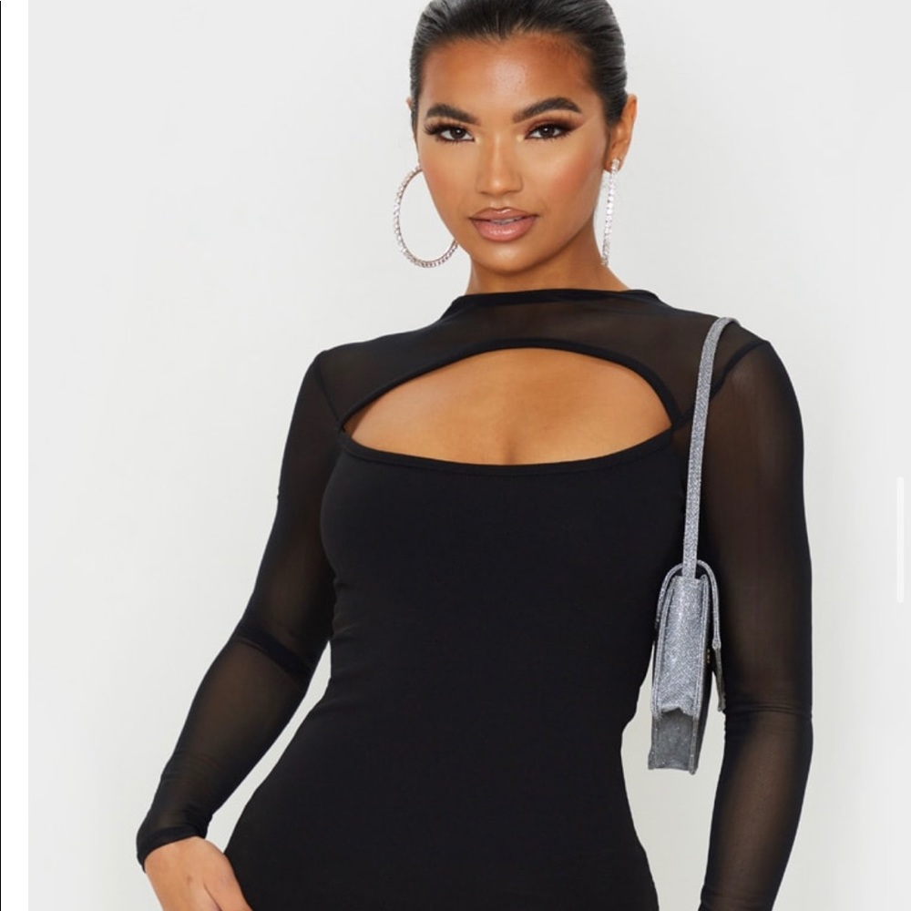 Black Mesh Cut Out BodyCon dress